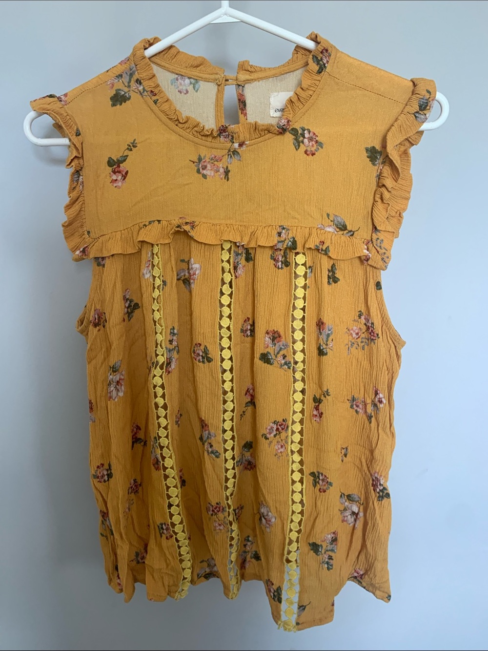 everleigh Mustard Yellow Floral Ruffle Sleeve Top